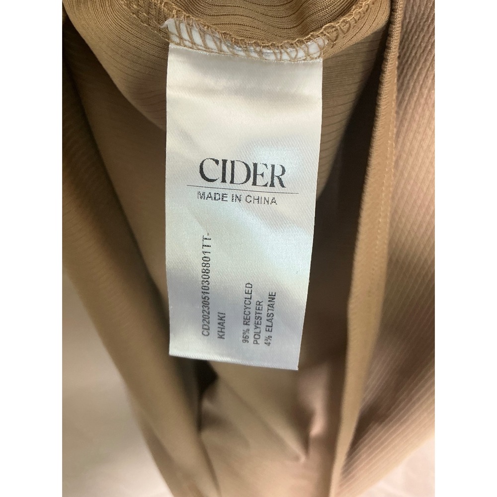Cider Polo Mini Dress Womens M Khaki Tan Excellent Ribbed V-Neck Short Sleeve - Picture 8 of 9